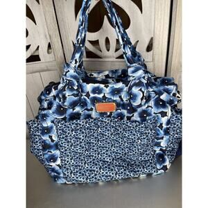 MARC BY MARC JACOBS Bright Blue Baby Travel Weekender Shopper Tote Bag Floral